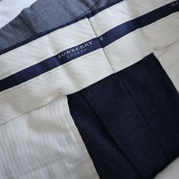 Vintage Burberry London Men's Size 34 Trouser Marled Navy Blue Pants - Picture 5 of 10